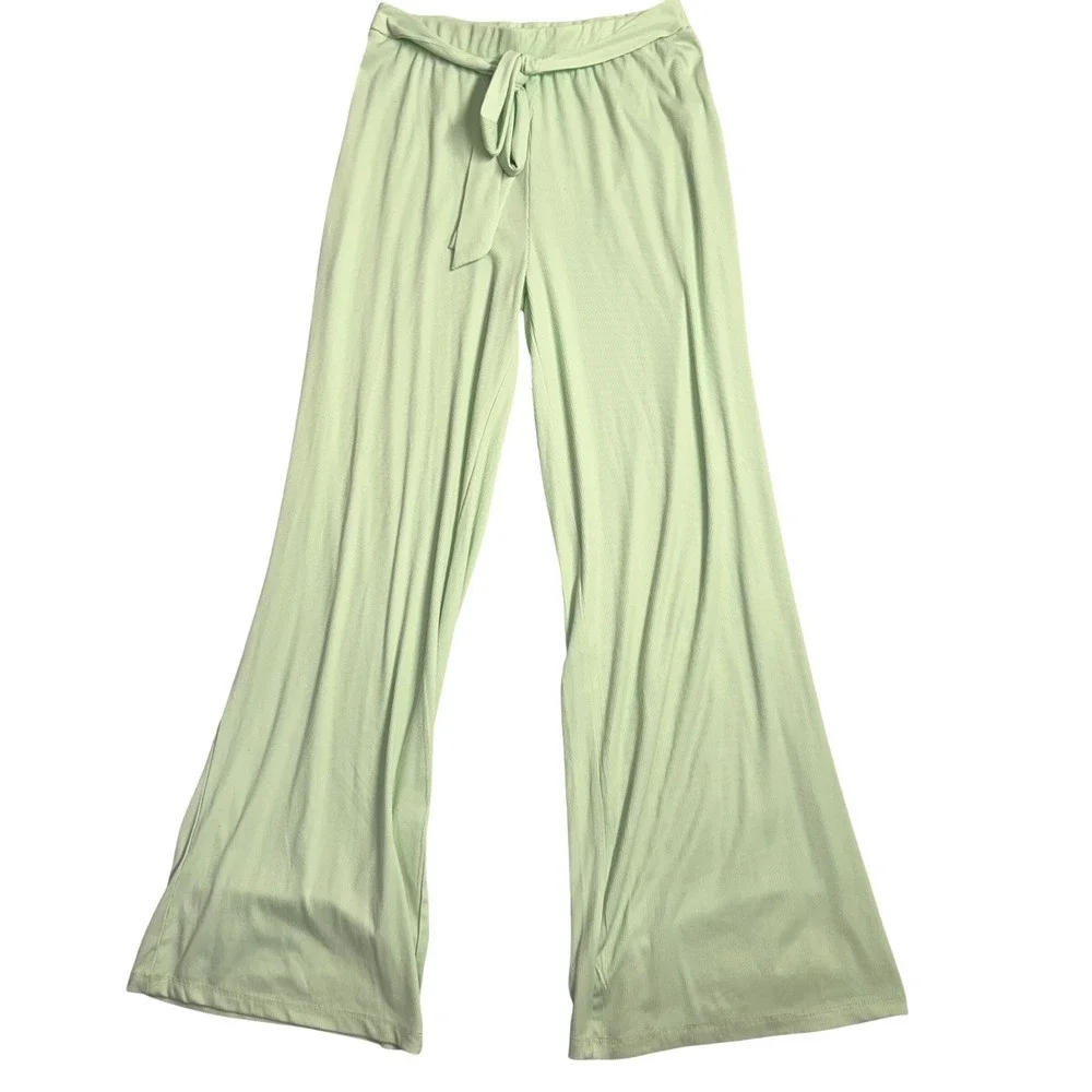 DISCREET NEW YORK CITY Women Light Green Wide Leg Palazzo Pants Size L - Picture 1 of 5